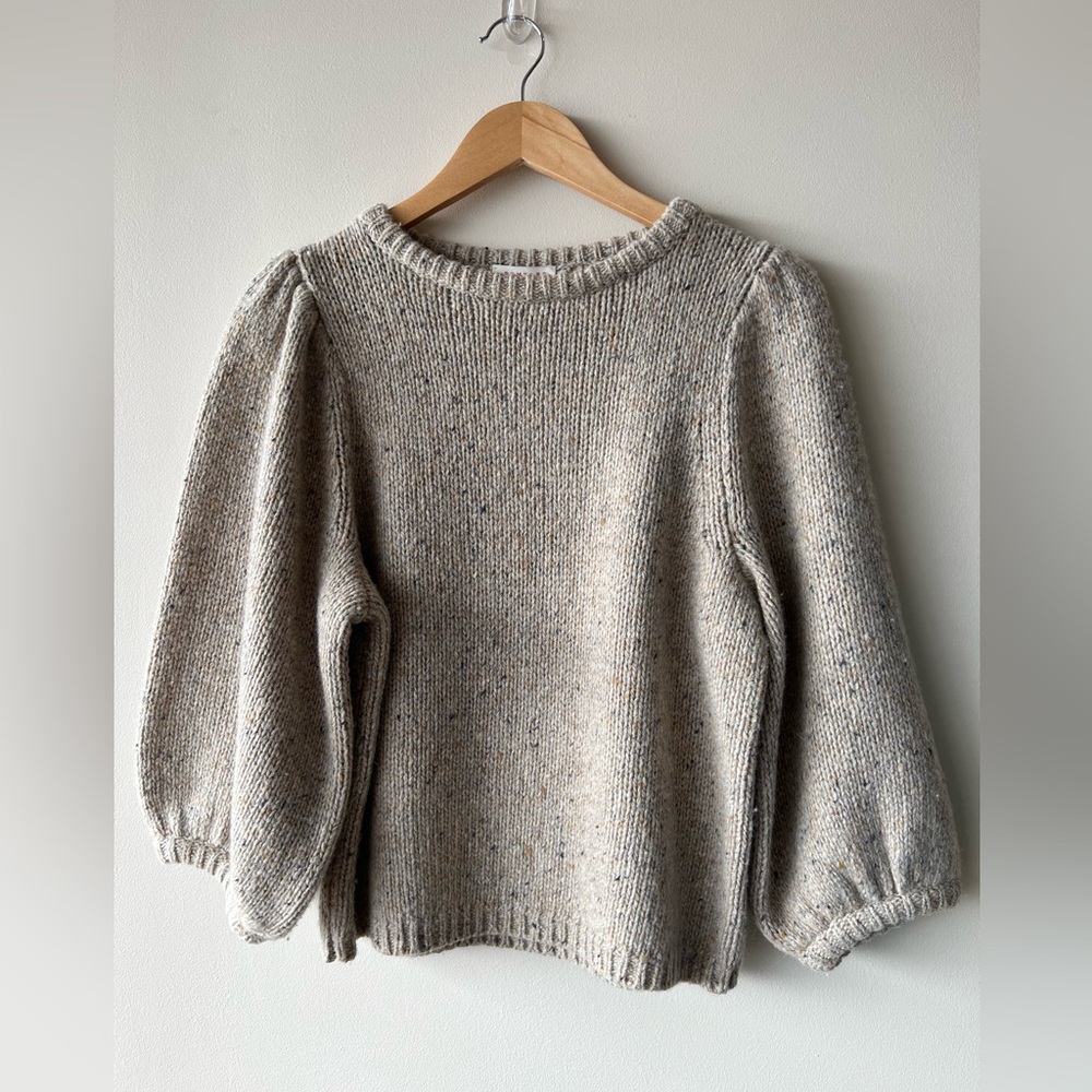 DEMYLEE: Bardot Wool Balloon Sleeved Sweater